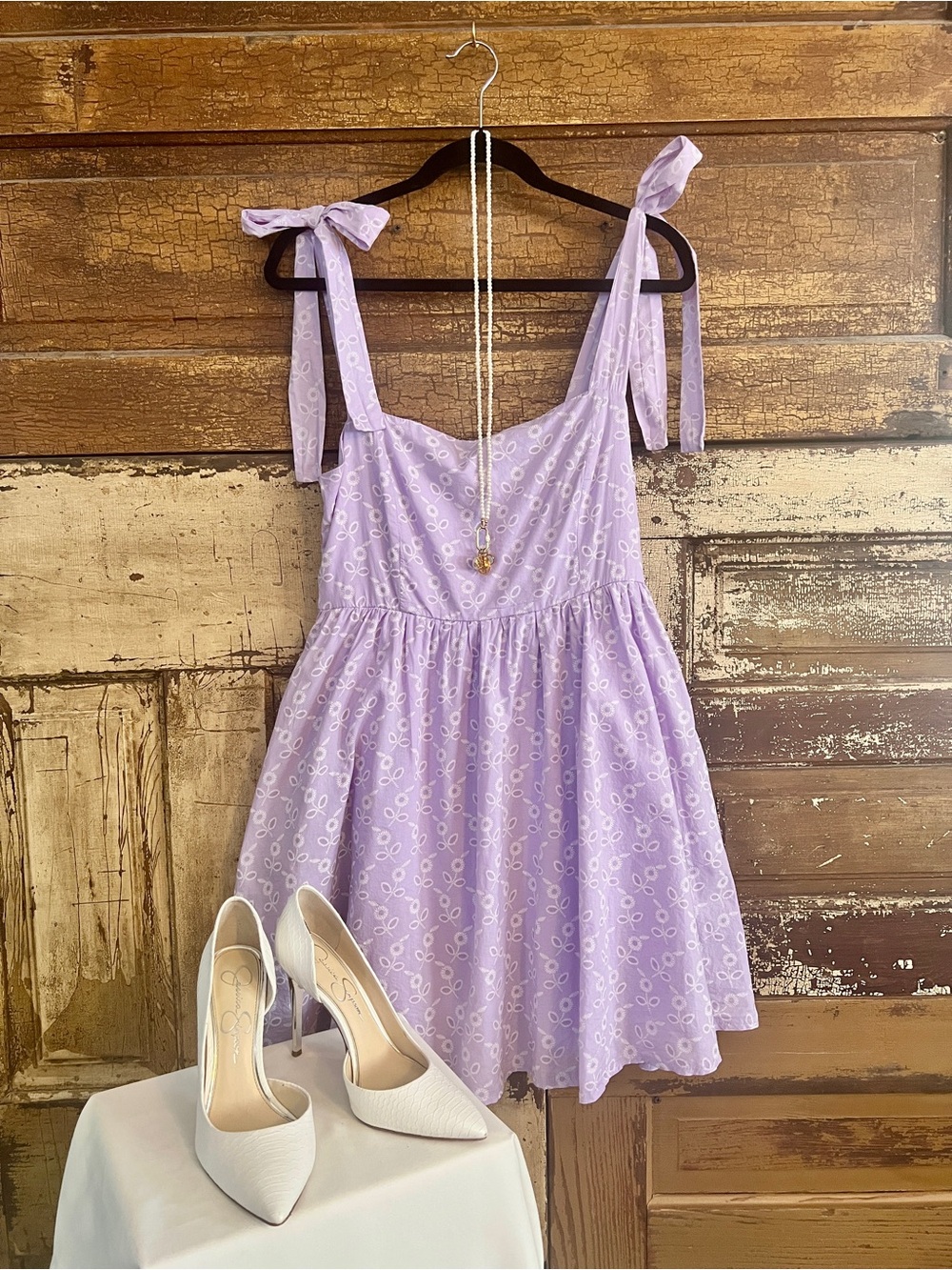 Flying Tomato Lavender Embroidered Mini Dress | Tie Strap Babydoll Dress | NWOT